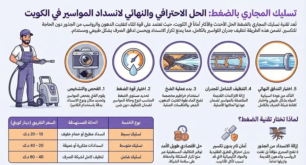 خطوات عملية تسليك المجاري بالضغط