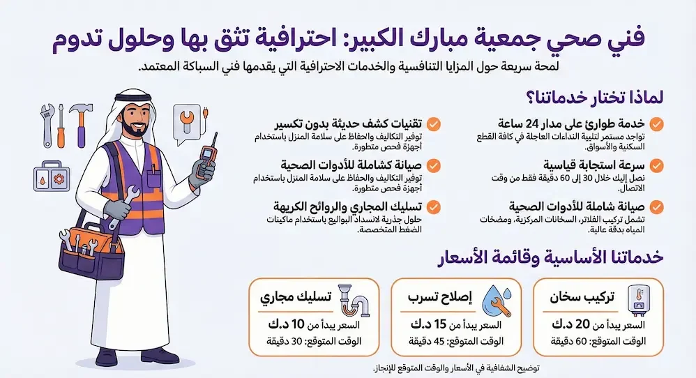 أسعار فني صحي جمعية مبارك الكبير