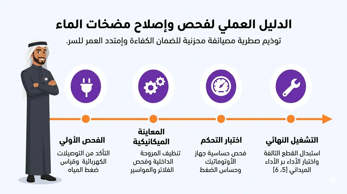 خطوات لفحص وتصليح مضخات الماء في الكويت