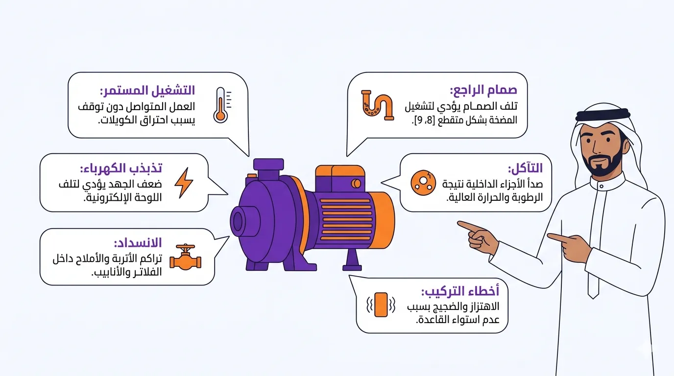 أسباب شائعة وراء تعطل مضخة المياه