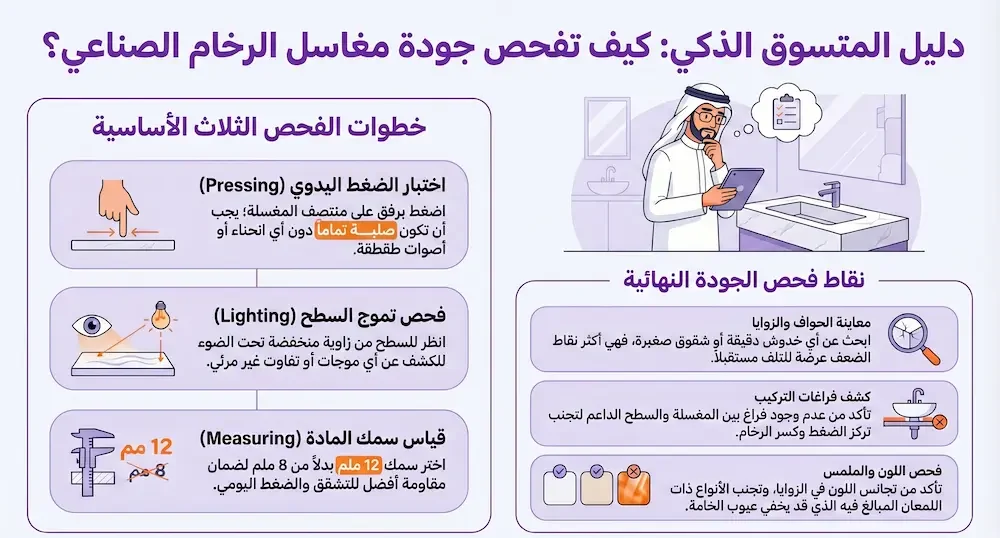 عيوب مغاسل الرخام الصناعي
