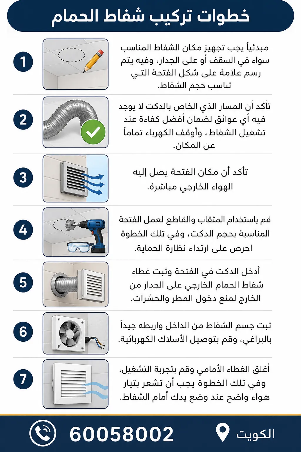 خطوات تركيب شفاط الحمام