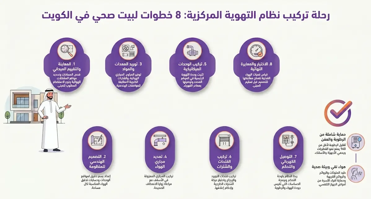 خطوات تركيب تهوية مركزية في الكويت