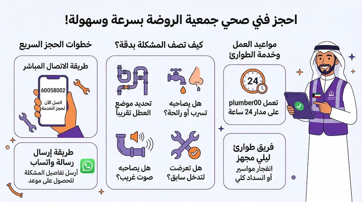 رقم فني صحي جمعية الروضة لحجز الخدمة بسرعة